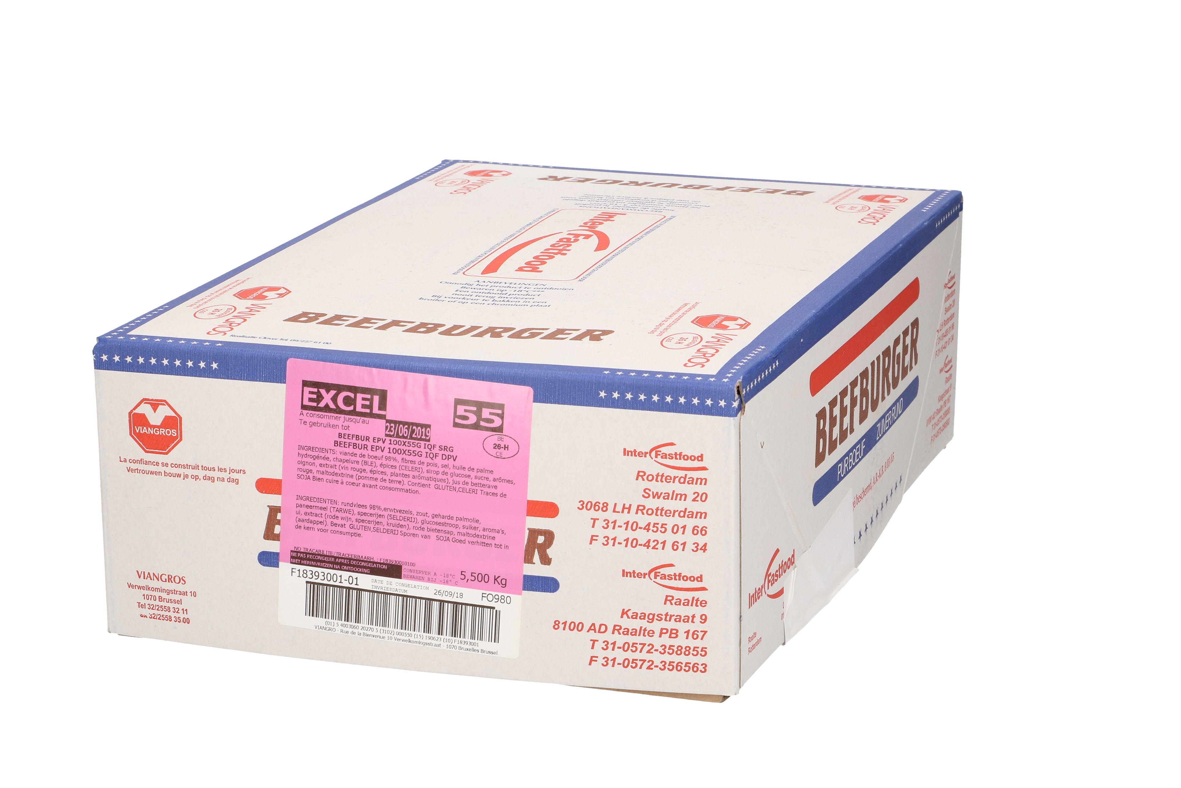 IFF beefburgers 100 x 55g DS 5,5kg