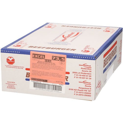IFF beefburgers 82 x 73,5g DS 6,02kg