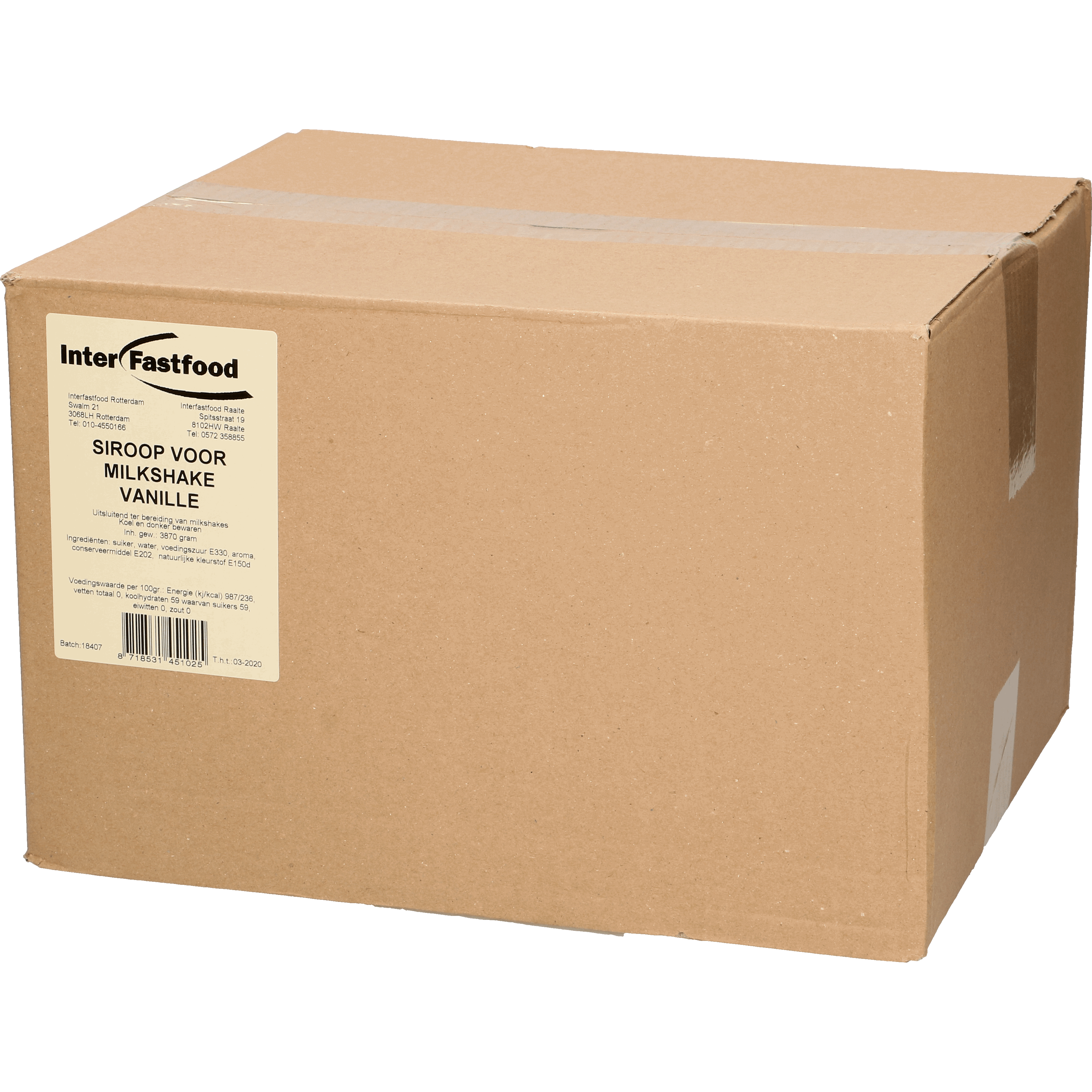 IFF milkshake siroop vanille BIB 4 x 3L