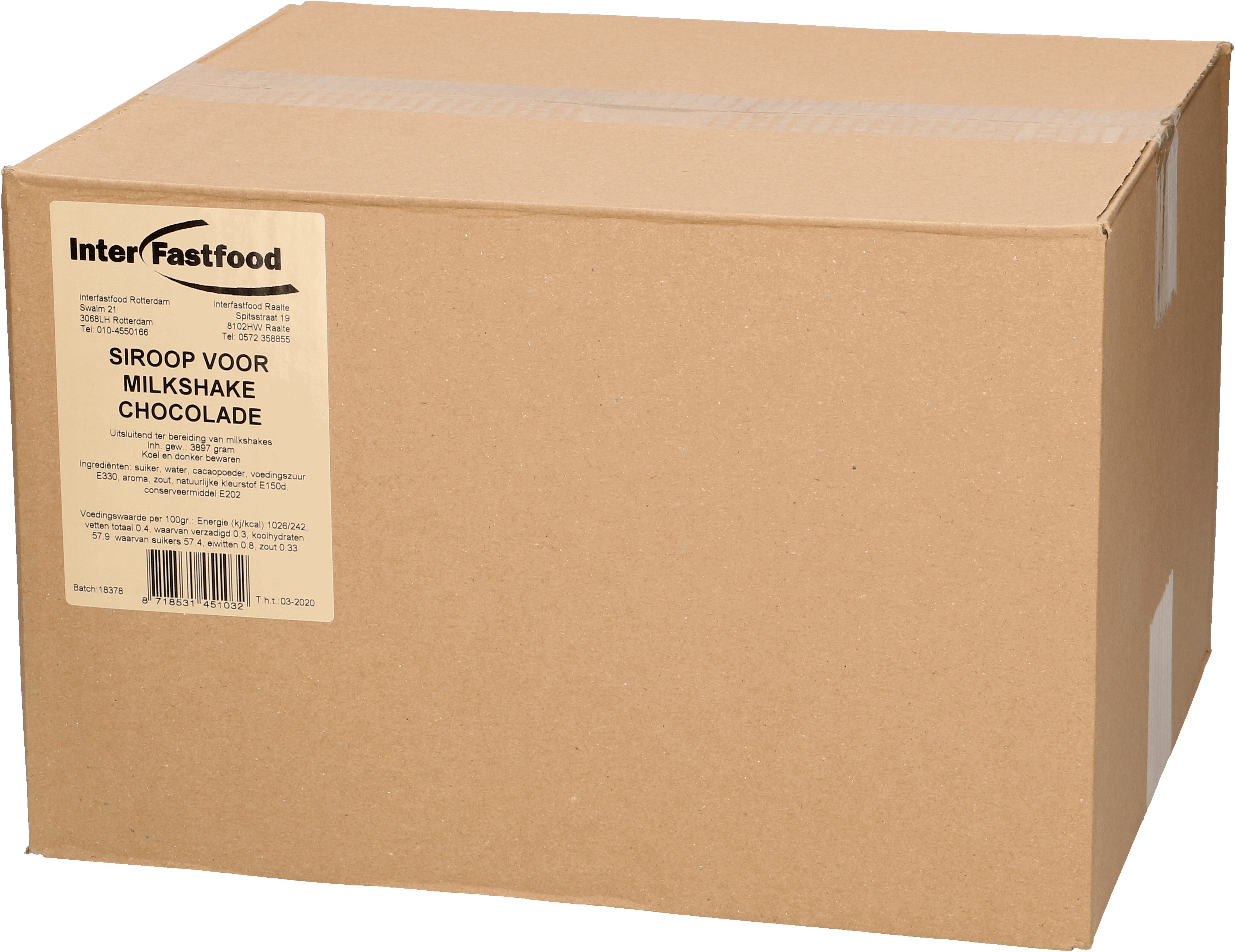 IFF milkshake siroop chocolade BIB 4 x 3L