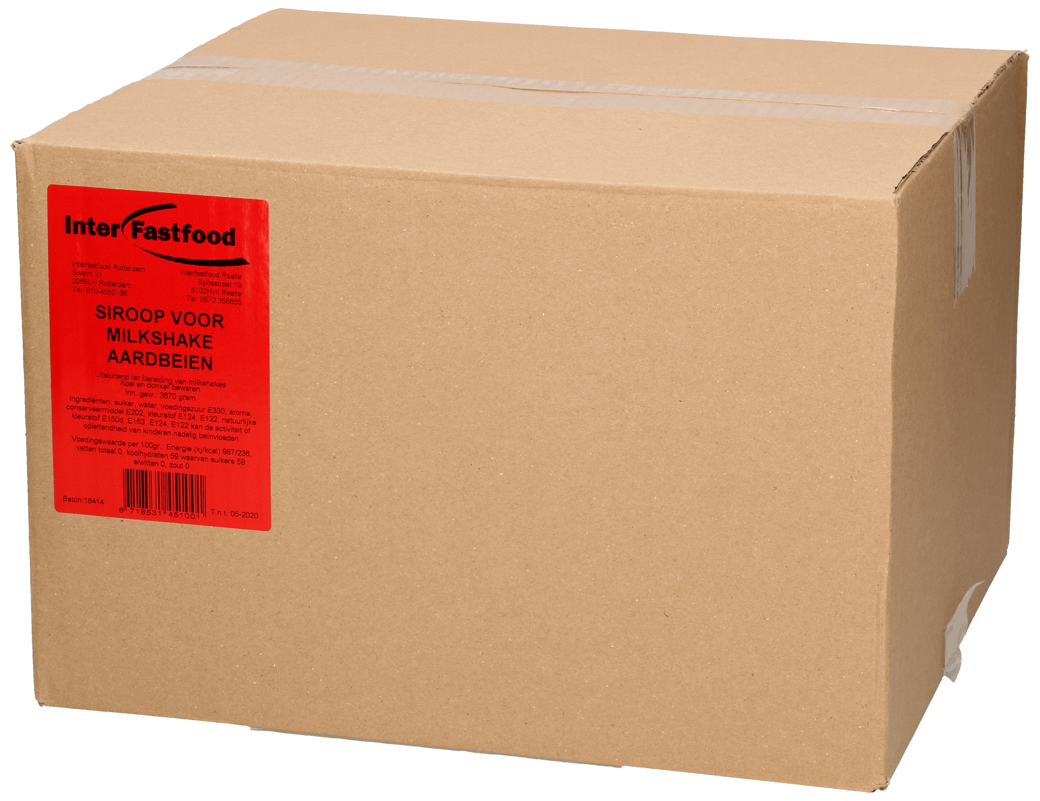 IFF milkshake siroop aardbei BIB 4 x 3L