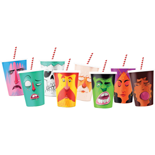 IFF milkshake beker 'faces' 300ml DS 1.000st.