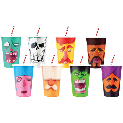 IFF milkshake beker 'faces' 500ml DS 1.000st.