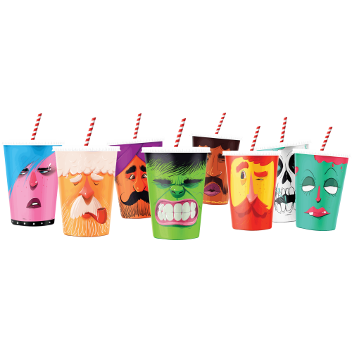 IFF milkshake beker 'faces' 400ml DS 1.000st.