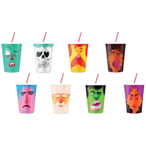 IFF milkshake beker 'faces' 300ml DS 1.000st.