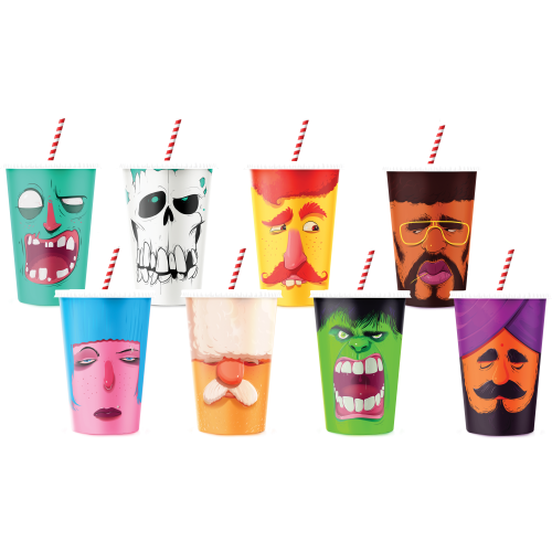 IFF milkshake beker 'faces' 500ml ROL 50st.